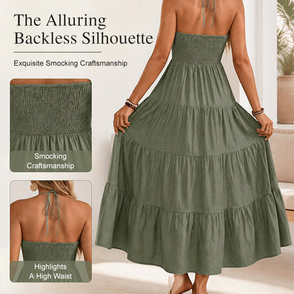 Women's Halter Neck Backless Dress