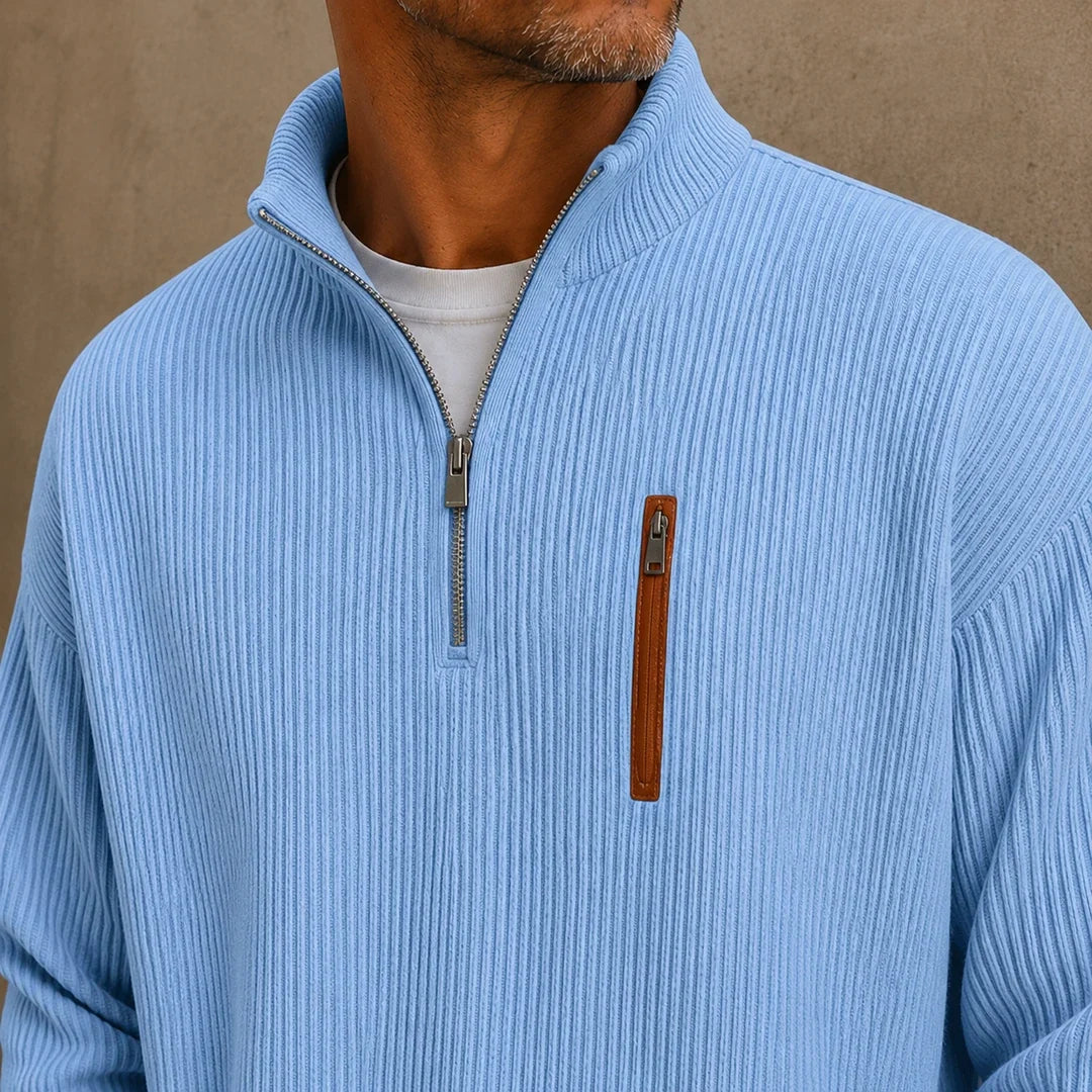 Quarter-Zip Ribbed Pullover