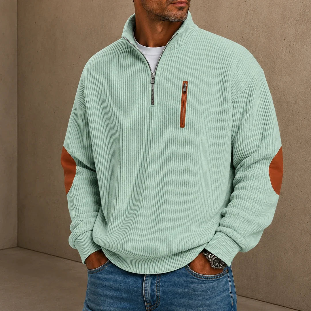 Quarter-Zip Ribbed Pullover