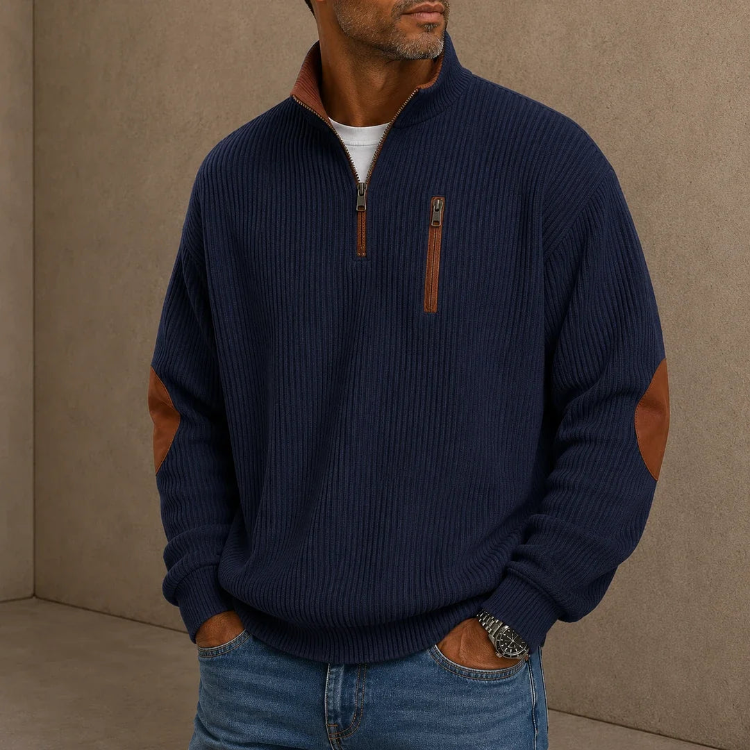Quarter-Zip Ribbed Pullover