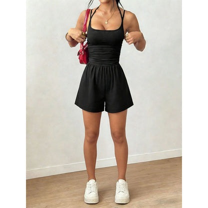 Women's Casual Spaghetti Strap Short Jumpsuit
