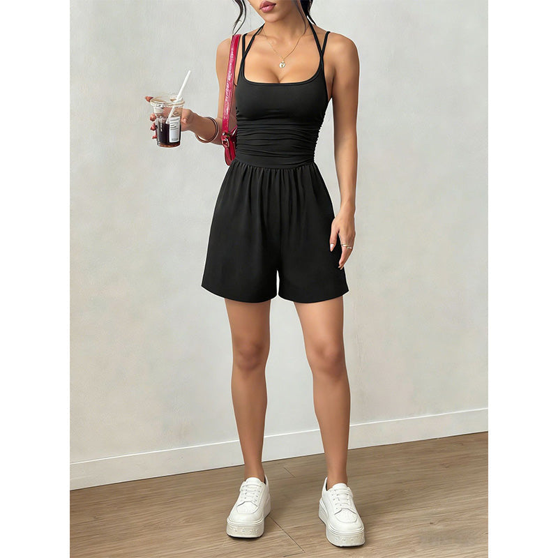 Women's Casual Spaghetti Strap Short Jumpsuit