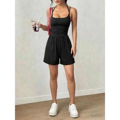 Women's Casual Spaghetti Strap Short Jumpsuit