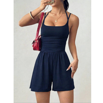 Women's Casual Spaghetti Strap Short Jumpsuit