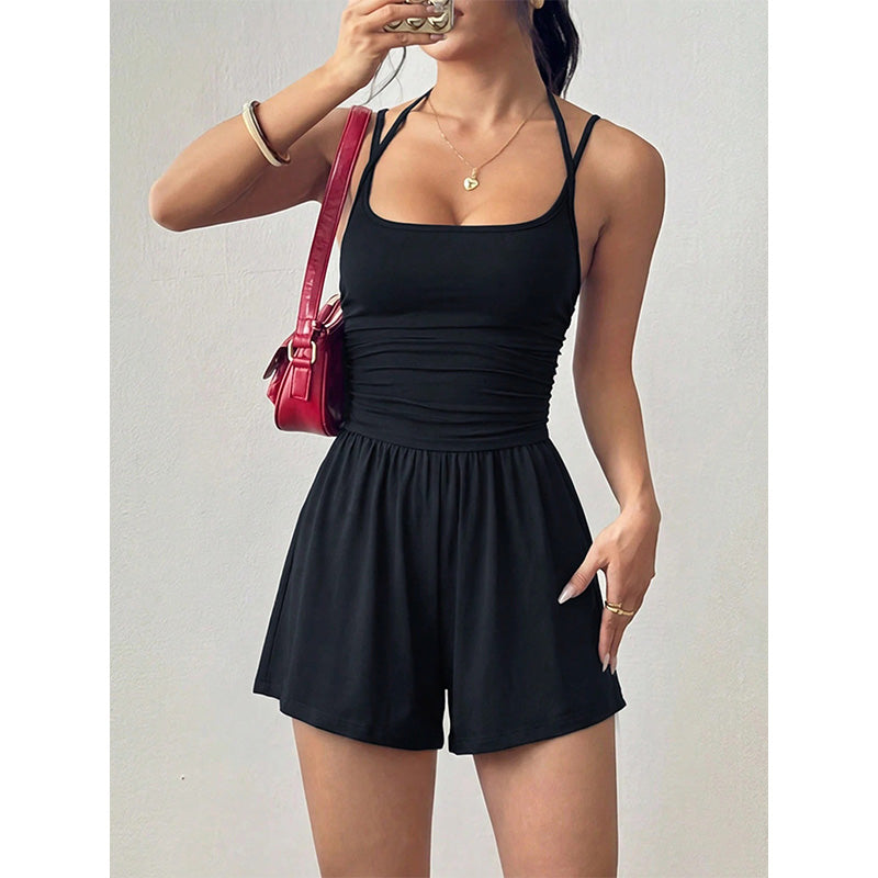 Women's Casual Spaghetti Strap Short Jumpsuit