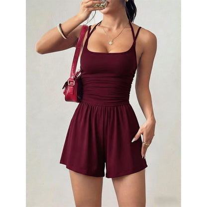 Women's Casual Spaghetti Strap Short Jumpsuit